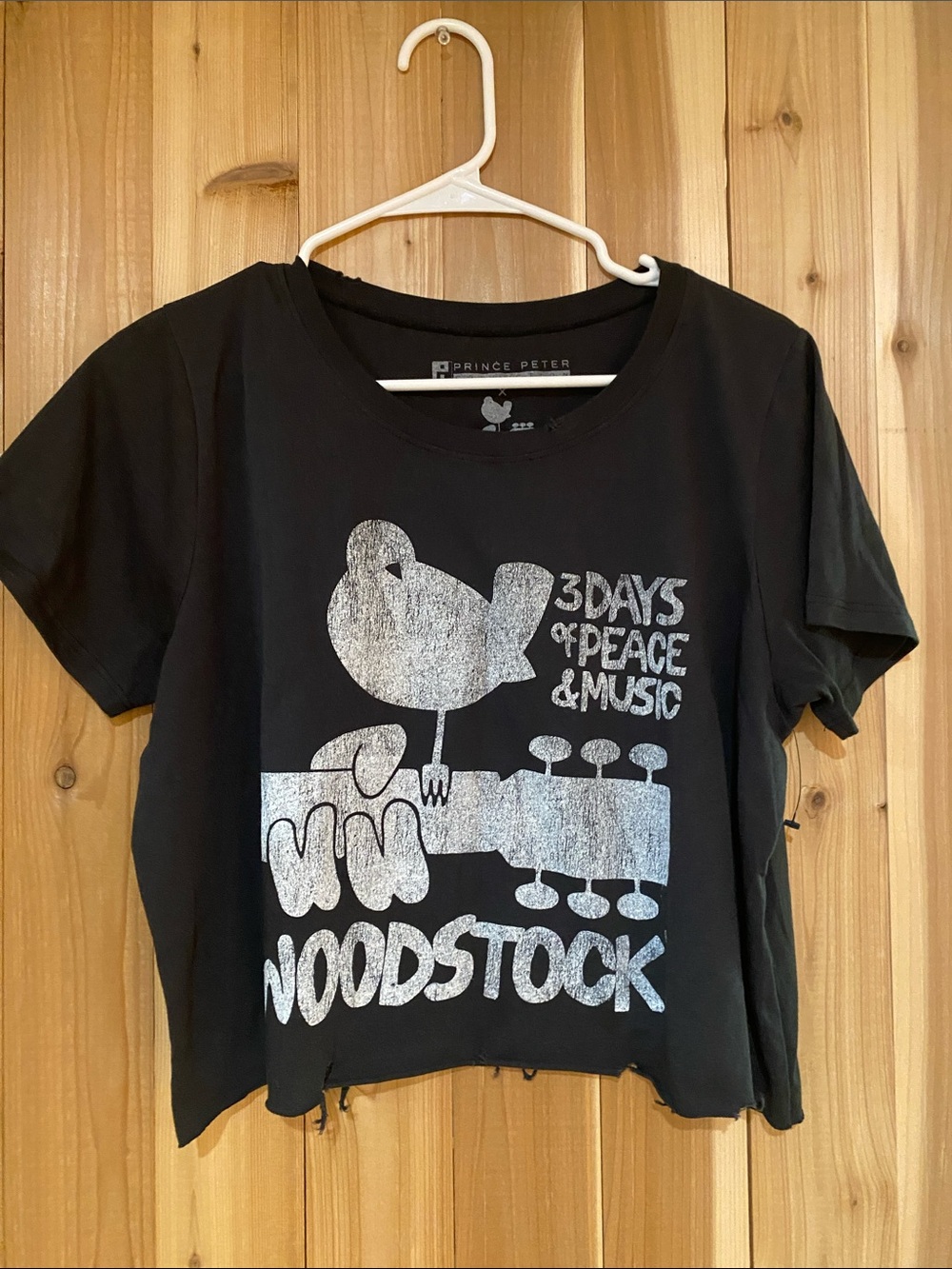 Prince Peter Collection Black T-Shirt with Silver Woodstock Print